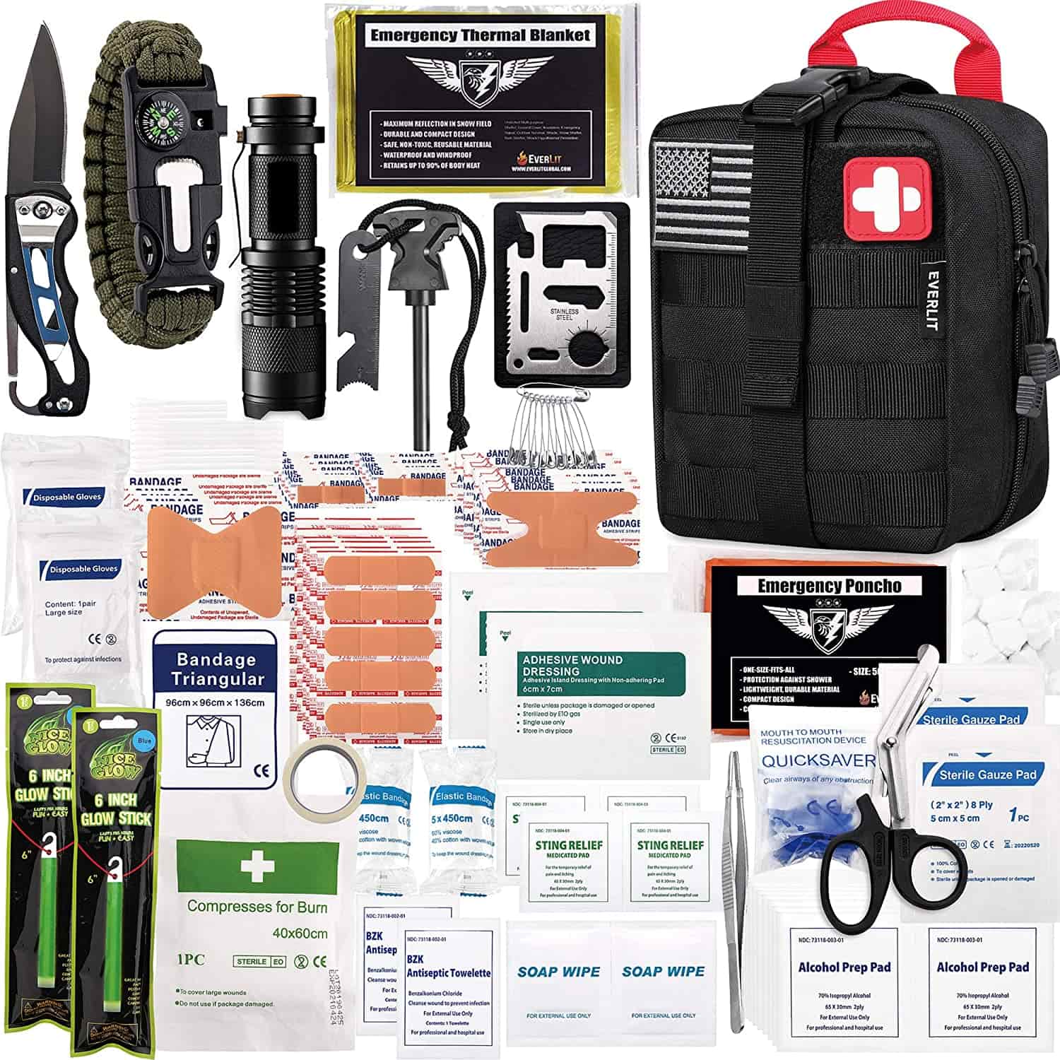 Black Survival First Aid Kit Contains Contains 250 Piece First Aid Kit