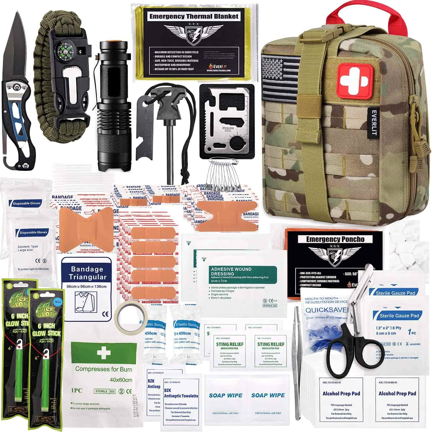 Camo Survival First Aid Kit Contains Contains 250 Piece First Aid Kit