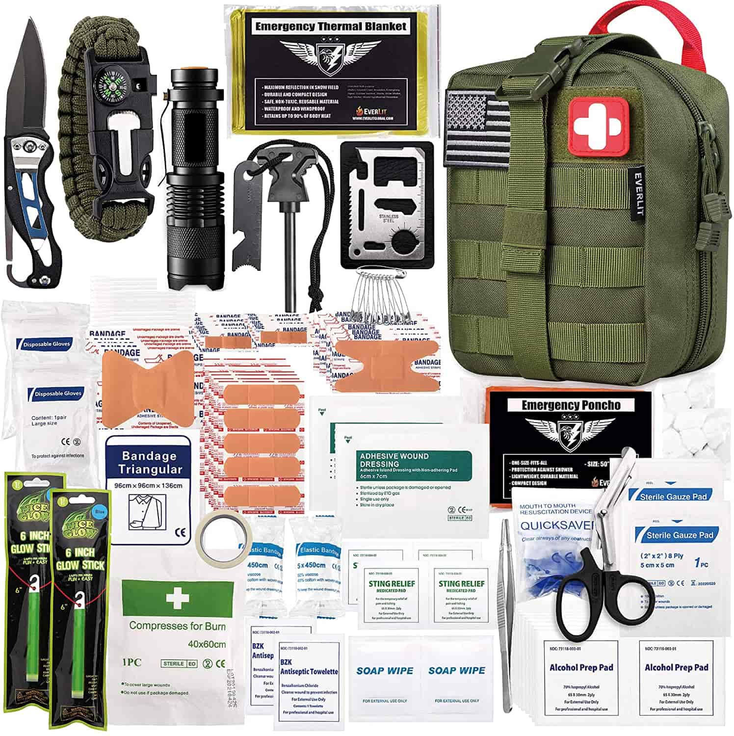 Green Survival First Aid Kit Contains Contains 250 Piece First Aid Kit