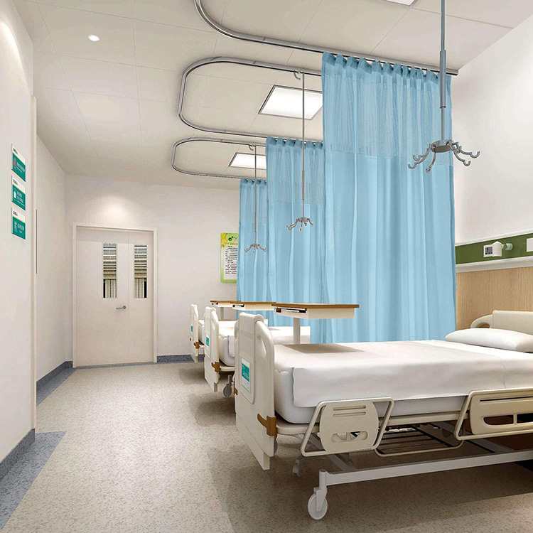 Polyester Tall Hospital Curtain with Flat Hooks for Hospital Medical in Privacy Hospital